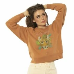 Amuse Society Wild Thing Fleece Crew In Tamarind