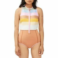 Billabong 1mm Sol Sistah Shorty Spring Wetsuit In Paradise Stripe