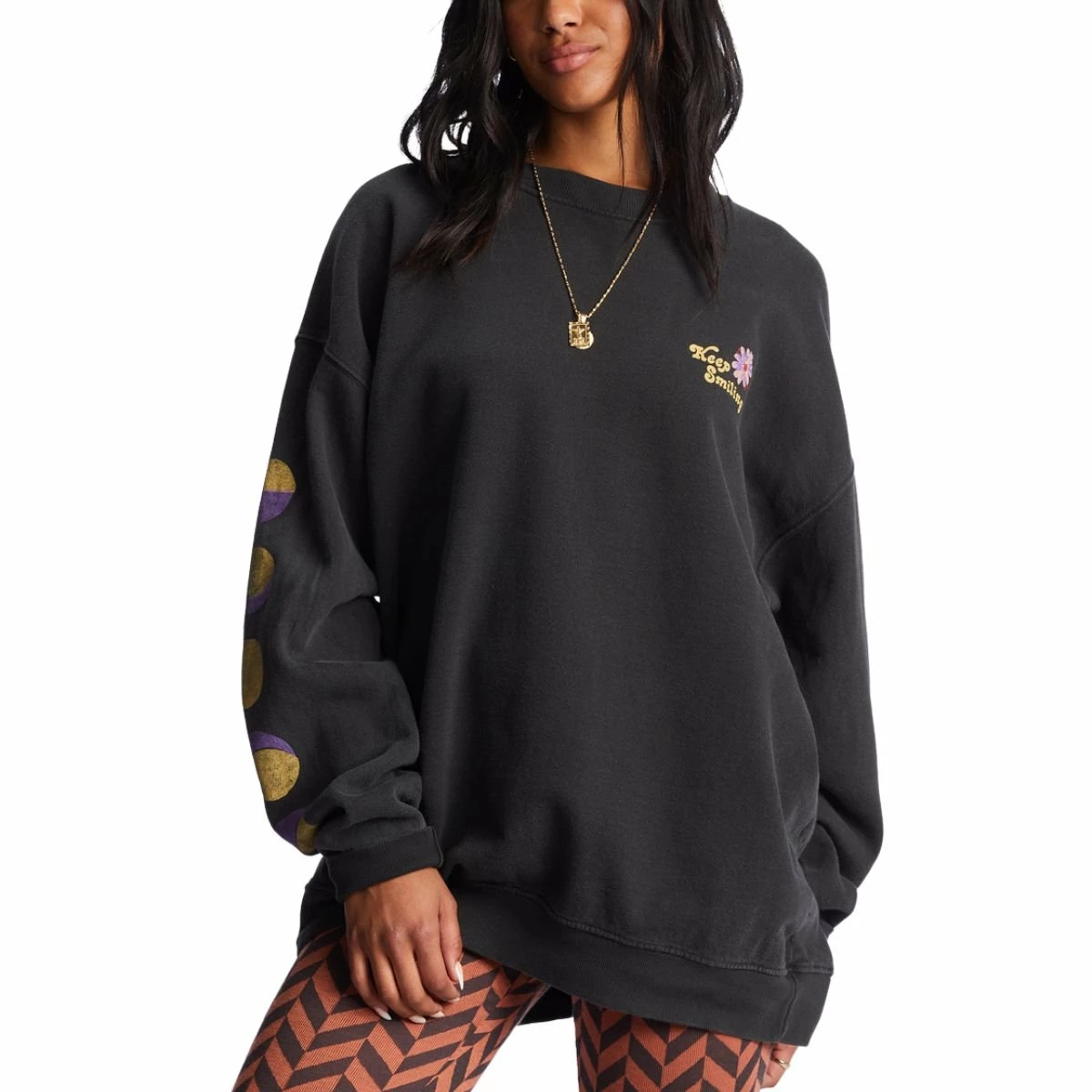 Billabong Ride In Oversized Sweatshirt In Black Sands 2 Billabong Ride In Oversized Sweatshirt In Black Sands - Image 2