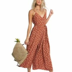 Billabong Shake It Again Jumpsuit In Henna