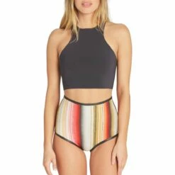 Billabong Sleeveless Sea Crop In Black Olive