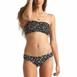 Billabong Sweet Side Tube Bikini Top In Black Pebble