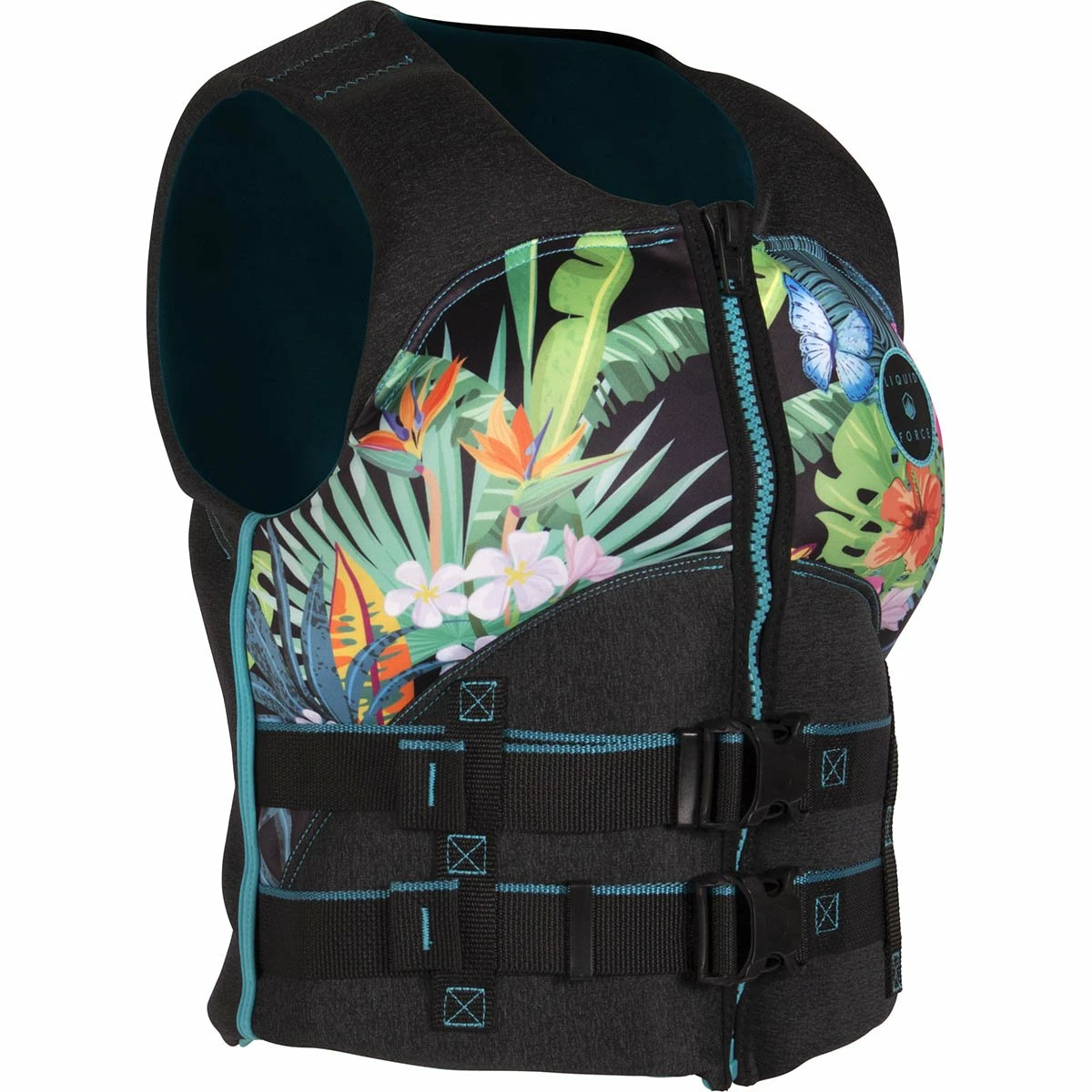 Liquid Force Heartbreaker Women's CGA Life Jacket In Black/Tropical 1 Liquid Force Heartbreaker Women's CGA Life Jacket In Black/Tropical