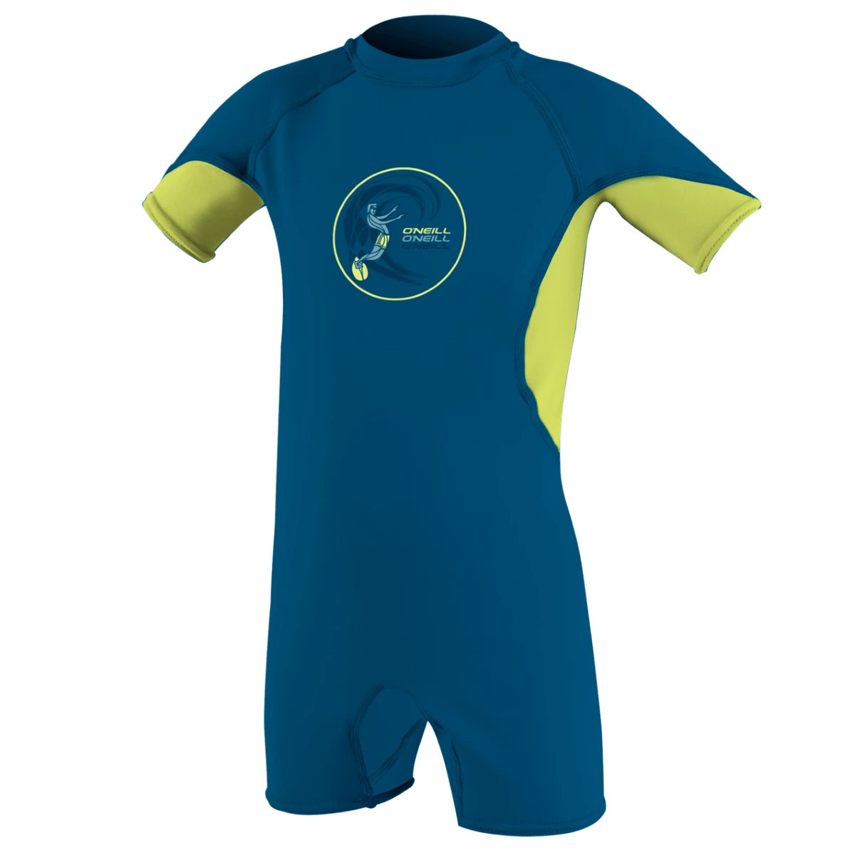 O'Neill Ozone Toddler S/S Spring Wetsuit In Blue/Lime/White 1 O'Neill Ozone Toddler S/S Spring Wetsuit In Blue/Lime/White