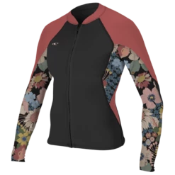 O'Neill Women's Bahia 1.5mm Full Zip Jacket In Black/Twiggy/Tea Rose
