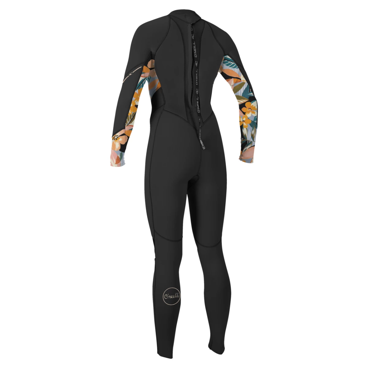 Oneill Women's Bahia 3/2mm Back Zip Full Wetsuit In Black And Demiflor 2 Oneill Women's Bahia 3/2mm Back Zip Full Wetsuit In Black And Demiflor - Image 2
